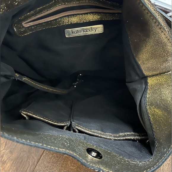 Kate Landry 100% Leather Gold/Bronze Hobo Handbag - Picture 8 of 8